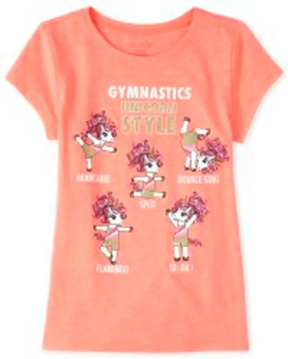 The Children's Place Coral Pink Gymnastic Unicorn T-Shirt Kids Youth Size XXL/16